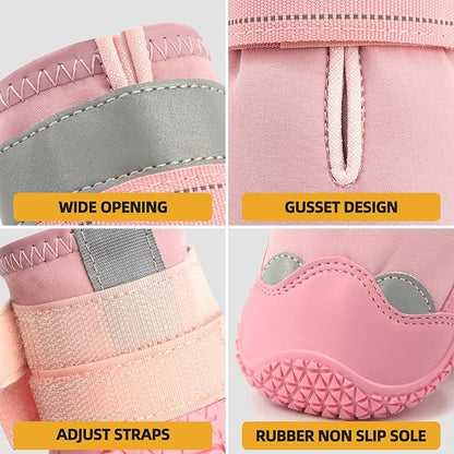 Dog Shoes for Small Dogs, Dog Boots & Paw Protectors for Hardwood Floors, Outdoor Dog Booties for Hot Pavement Winter Snow Hiking, Waterproof Dog Shoes with Reflective Strips Size 1