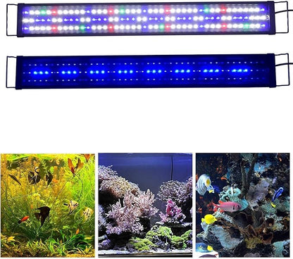 KZKR Upgraded Aquarium LED Light Full Spectrum 36-48 inch Hood Lamp for Freshwater Marine Plant Multi-Color Decorations Light 90-120 cm