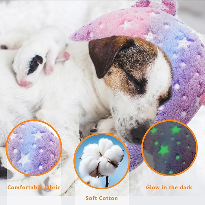 Pet Calming Pillow for Dogs, Soft U-Shaped Pillow Glow in The Dark, Joint Relief, Sleep Comfortably,Suit for Small, Medium, Large Dogs, Fluffy Pet Neck Pillow (M-Pink)