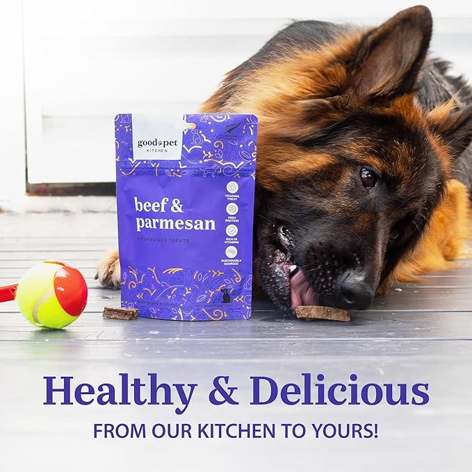 Pet Treats, Air-Dried, Natural, Limited Ingredient Dog Treat, Free Range, Grain Free Dog Treats, Toppers, Snacks, Beef & Parmesan 2.8 oz