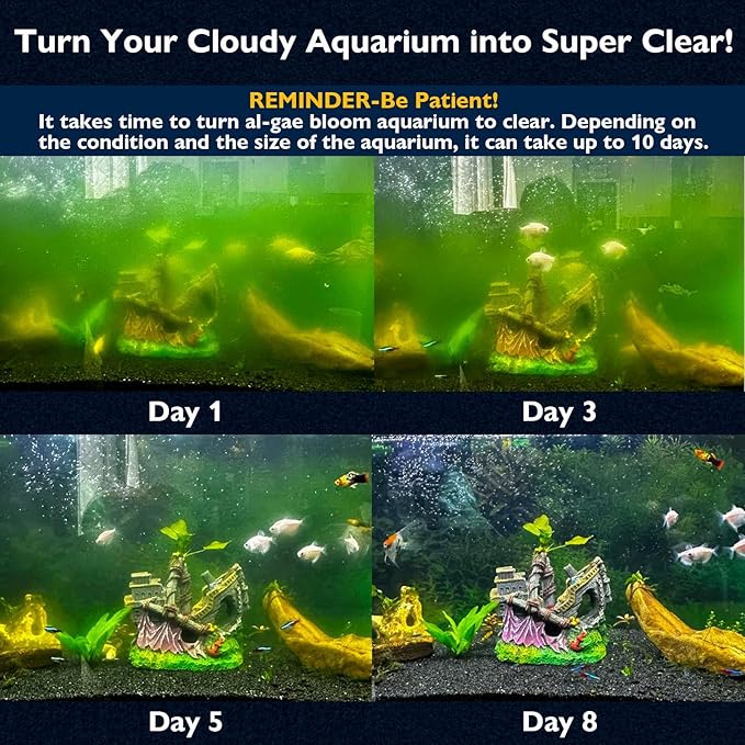 Aquarium Filter with Aeration & Rainfall Mode, U - V Fish Tank Filter with Timer (3/6/12/24 Hours) for Green Water Cleaning, Turtle Tank Filter with Efficient Filter Sponge (20-70Gal)