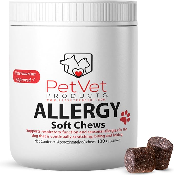 Pet Vet Allergy Relief Chews for Dogs (Beef Liver) – Itchy Skin Relief for Dog Allergies – Skin Irritation Treatment, Allergy Chews, Pet Probiotics – Dog Health