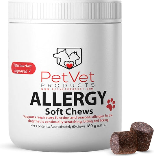 Pet Vet Allergy Relief Chews for Dogs (Beef Liver) – Itchy Skin Relief for Dog Allergies – Skin Irritation Treatment, Allergy Chews, Pet Probiotics – Dog Health