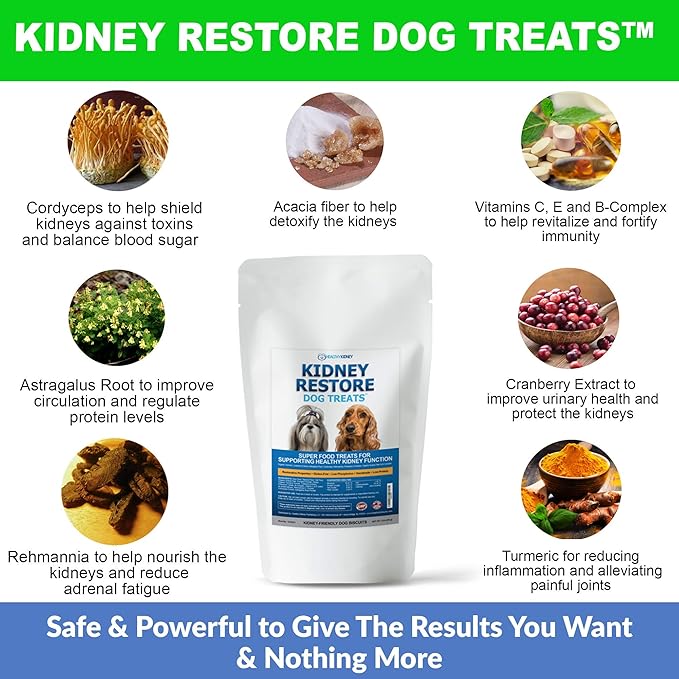 Kidney Restore Dog Treats, 16oz for Petite Dogs - Low Protein Dog Treats for Kidney Support
