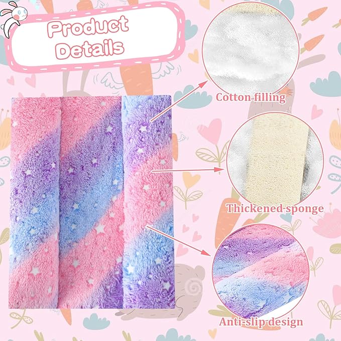 15.7X14 Inch Rabbit Bed, Padded Concave Bed for Small Animals, Cuddle Cushion Plush Mat with Cotton Lounger Pillows for Guinea Pigs, Rabbits, Rats, Hamsters, and Bearded Dragons (Pink)