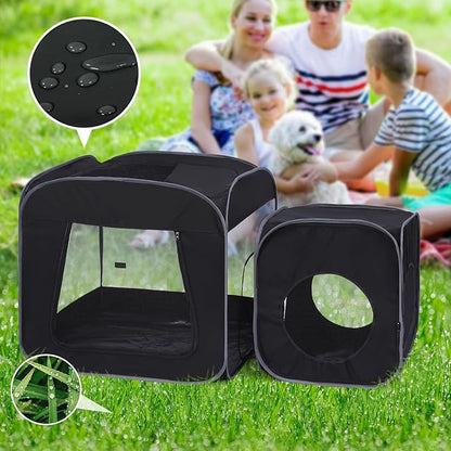 Royizen Puppy Cat Tent Playpen Foldable Waterproof Dog Crate Kennel Indoor Outdoor Portable Playpen Kitten and Small Pets Pop Up Kennel Cat Travel Carrier with Litter Box Enclosure, Black