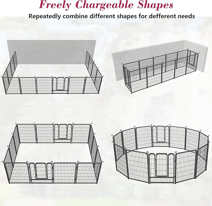 Dog Playpen, 40 inch Height 28 Panels Heavy Duty Dog Fence Pet Playpen with Door, Anti-Rust Dog Exercise Pen with Lock, Portable Pet Fence Outdoor for Yard RV Camping
