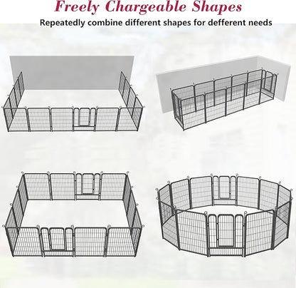 Dog Playpen, 40 inch Height 4 Panels Heavy Duty Dog Fence Pet Playpen with Door, Anti-Rust Dog Exercise Pen with Lock, Portable Pet Fence Outdoor for Yard RV Camping