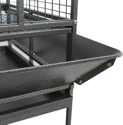 ZENY 68-Inch Birdcage, Playtop Parrot Cage, Wrought Iron Bird Cage with Rolling Stand, Heavy-Duty Pet Bird House for Parrot Cockatiel Cockatoo Parakeet Macaw Finches, Black