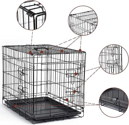 DONORO Dog Crates Kit for Small Size Dogs Indoor with Dog Crate Cover, Double Door Dog Kennels & Houses for Puppy and Cats, Collapsible Metal Contour Dog Cages