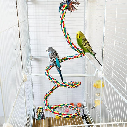 Bird Perch,Bird Rope Perch & Birds Swing Set,Bird perches for cage,Rope Perch for Conures,Parrots,Cockatiel,Lovebird,Budgerigar,Parakeet perches for cage