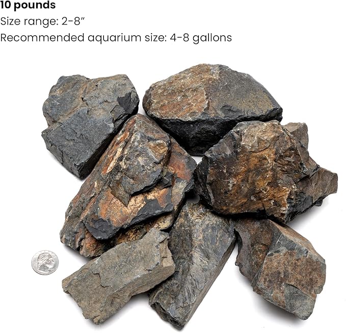 SubstrateSource Natural Stone for Aquarium, Terrarium, Paludarium, Reptile Enclosures - Set of Decorative Rocks for Landcapes, Aquascaping, Fish Tank Decor (Ancient Stone, 10 Pounds)