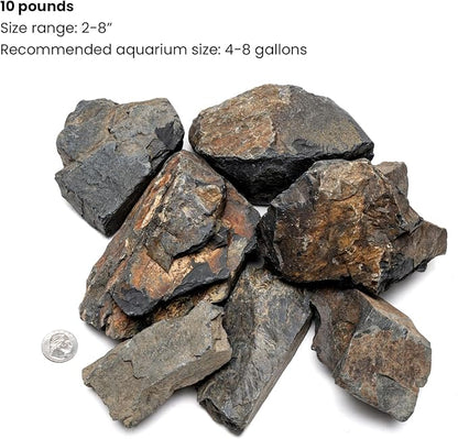 SubstrateSource Natural Stone for Aquarium, Terrarium, Paludarium, Reptile Enclosures - Set of Decorative Rocks for Landcapes, Aquascaping, Fish Tank Decor (Ancient Stone, 10 Pounds)