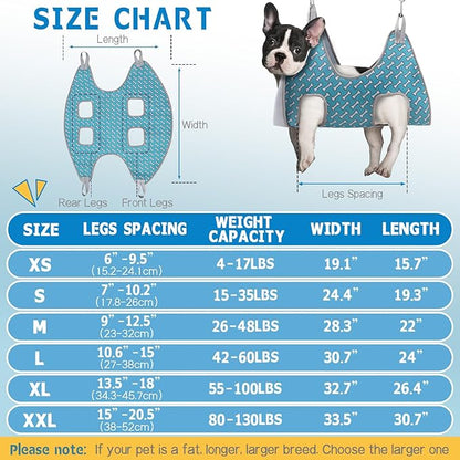 Supet Dog Grooming Hammock for Small Dogs Cat, Relaxation Pet Grooming Hammock Restraint for Nail Trimming (Coral Blue, Sï¼ Legs Spacingï¼7-10.2" / Max Wï¼15-35LBSï¼)