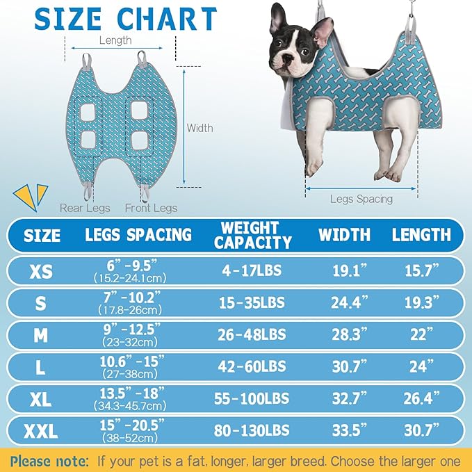 Supet Dog Grooming Hammock for Large Dogs, Relaxation Dog Sling for Nail Trimming, Restraint Hanging Harness for Clipping