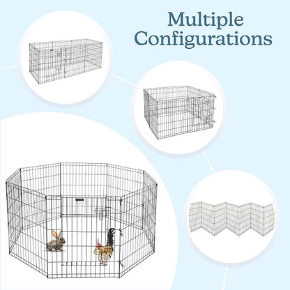 Dog Playpen - Foldable Metal Exercise Puppy Play Pen with 8 24x30in Panels - Indoor/Outdoor Pen with Door for Dogs, Cats or Small Animals by PETMAKER