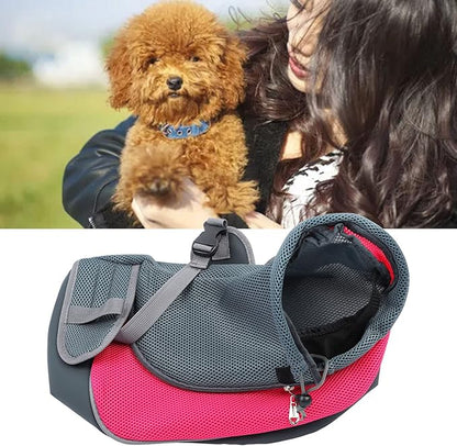 Dog and Cat Sling Carrier, Hands Free Shoulder Pet Dog Carrier, Breathable Mesh Safe Pet Papoose Bag for Puppy Small Dogs Cats, Puppy Carrier Purse with Storage Pocket for Travel(Rose Red)