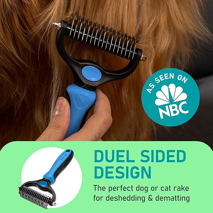 Maxpower Planet Pet Grooming Rake and Dematting Comb for Dogs - Dog Grooming Supplies, Undercoat Rake for Dogs & Cats - Extra-Wide Deshedding Dog Brush & Deshedder Comb for Long Hair - Reduce Shedding