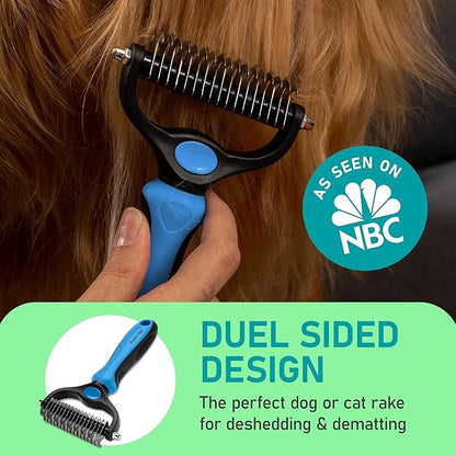 Maxpower Planet Pet Grooming Rake and Dematting Comb for Dogs - Dog Grooming Supplies, Undercoat Rake for Dogs & Cats - Extra-Wide Deshedding Dog Brush & Deshedder Comb for Long Hair - Reduce Shedding