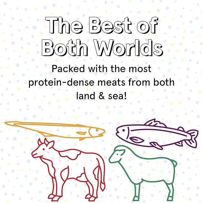 Mixed Meat Farm & Fins Air Dried Dog Food w/Real Beef, Lamb, Hoki, & Mackerel (Free from Poultry) - 2lbs of Grain-Free, High-Protein, Real Meat Dog Food for Dogs of Any Age & Size