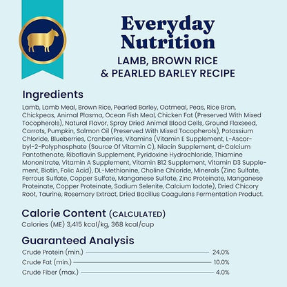 Solid Gold Lamb Dog Food Dry for Adult & Senior Dogs– High Protein Healthy Dog Kibble for Medium & Large Breeds – Whole Grain, Omega 3 & Probiotics for Gut Health & Digestion – Nutrientboost™ –22LB