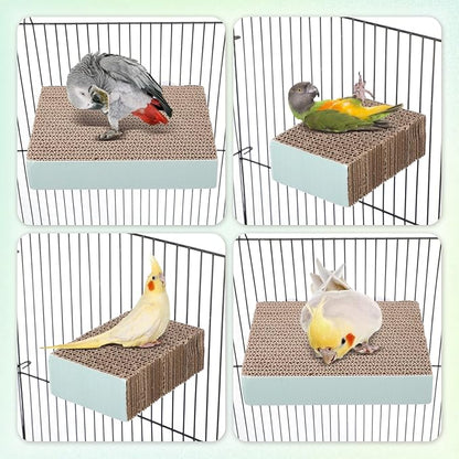 Nuanchu 6 Pcs Bird Perch Stand Toy Parrot Cardboard Platform Bird Paw Grinding Stand Parrot Cage Playground for Macaws Sparrows Parakeet Cockatiel Lovebird(Simple Style)