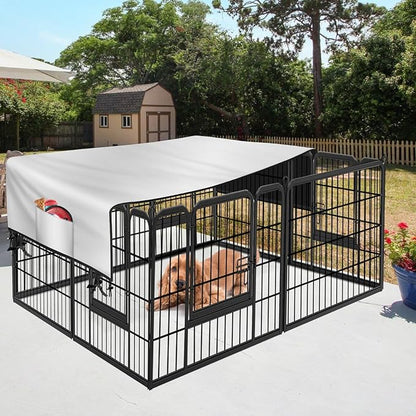 Dog Playpen Cover,Heavy Duty 600D Oxford Fabric with Sun/Rain Dog Play Pen Cover Top Sun Shade Specialized Fits for 24/32/40/45/50"Panels Dog Playpen.( Cover Only)