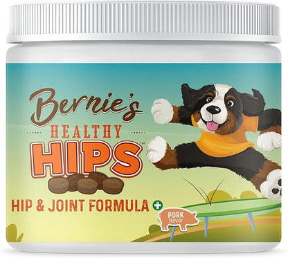 Bernie's Healthy HIPS - Daily Dog Hip & Joint Supplement - 90 Soft Chews - Reduce Pain, Encourage Mobility, Slow Damage, Repair and Rebuild HIPS & Joint Tissues