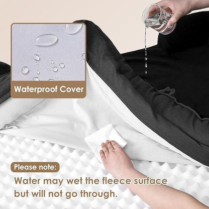 EHEYCIGA Orthopedic Dog Bed for Small Dogs, Waterproof Memory Foam Small Dog Beds with Sides, Non-Slip Bottom and Egg-Crate Foam Medium Dog Couch Bed with Washable Removable Cover, Black