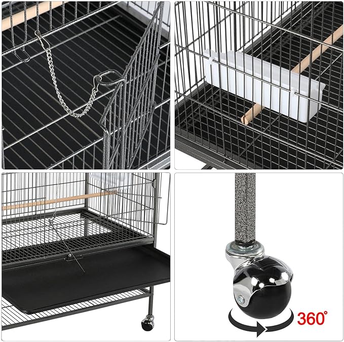 Yaheetech 60.5inch Extra Large Bird Cage Metal Parrot Cage Flight Cage for Cockatiels African Grey Quaker Green Cheek Sun Conure Medium Birds Parrots