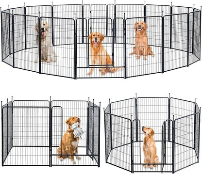 Dog Playpen,Portable Outdoor Dog Fence, Dog Playpen for Large/Medium/Small Dogs, Dog Fences for The Yard,with Doors Foldable Metal (40 inch, 16 Panels)