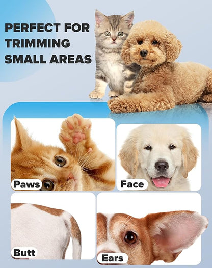 Dogs Paw Trimmer, 2 Speed Low Noise Dog Clippers for Grooming, Cordless Rechargeable Dog Hair Trimmer with LED Light, Widen Blade Cat Pet Hair Shaver for Paws, Eyes, Ears, Face, Rump (Black)