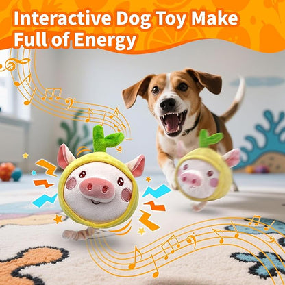 Interactive Dog Toys, Moving Dog Toy Ball, Automatic Bouncing Rolling Dogs Toys to Keep Them Busy for Small Medium Dogs Puppy with Jumping Music Talking Mode(Pig)