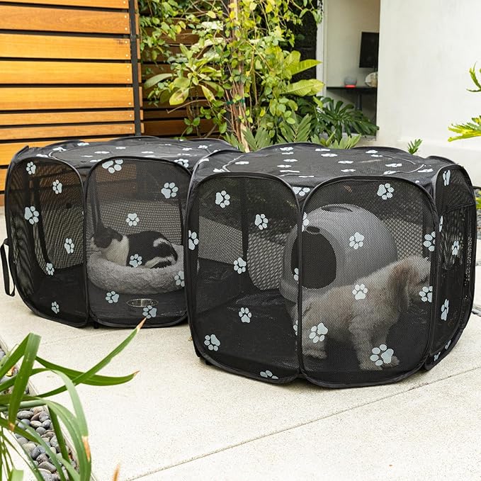 2-in-1 Cat Playpen, 90''Pop Up Dog Pet Playpen for Indoor Outdoor Cats Enclosure, Portable Pet Playpen, Kitten Puppy Foldable Play Pen Cat Dog Tent Crate Cage Kennel(No Divider, Unified Space)