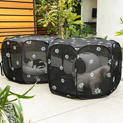 2-in-1 Cat Playpen, 90''Pop Up Dog Pet Playpen for Indoor Outdoor Cats Enclosure, Portable Pet Playpen, Kitten Puppy Foldable Play Pen Cat Dog Tent Crate Cage Kennel(No Divider, Unified Space)