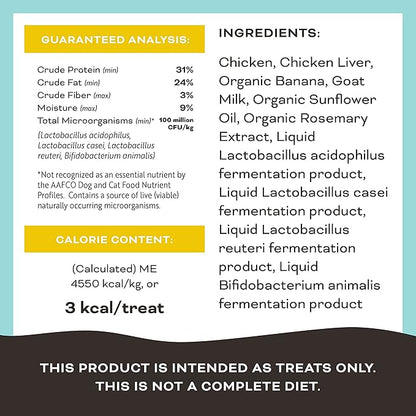 Primal Freeze Dried Dog Treats; Chicken & Banana Dog Treats with Goat Milk for Dogs, Peelin' Fantastic, Grain Free Training Treats for Dogs with Probiotics, 2 oz