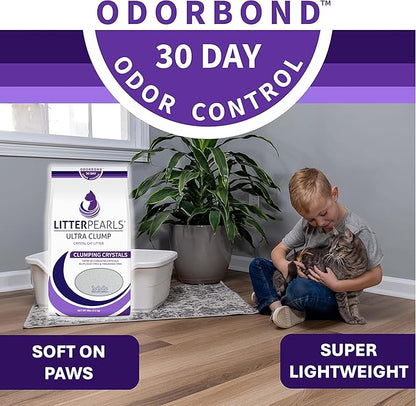 Litter Pearls Ultra Clump Unscented Crystal Clumping Cat Litter with Odorbond, 8 Pounds
