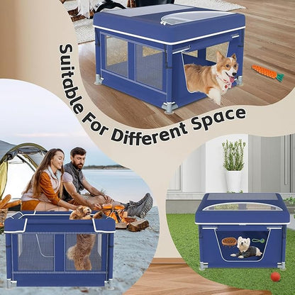 42x42x26 Inches Dog Playpensï¼_uppy Playpen with Cover for Puppies or Small Dogs, Play Pen Indoors, Dog Fence Pet Playpen for Indoor & Outdoor, Whelping Box for Dogs and Puppies