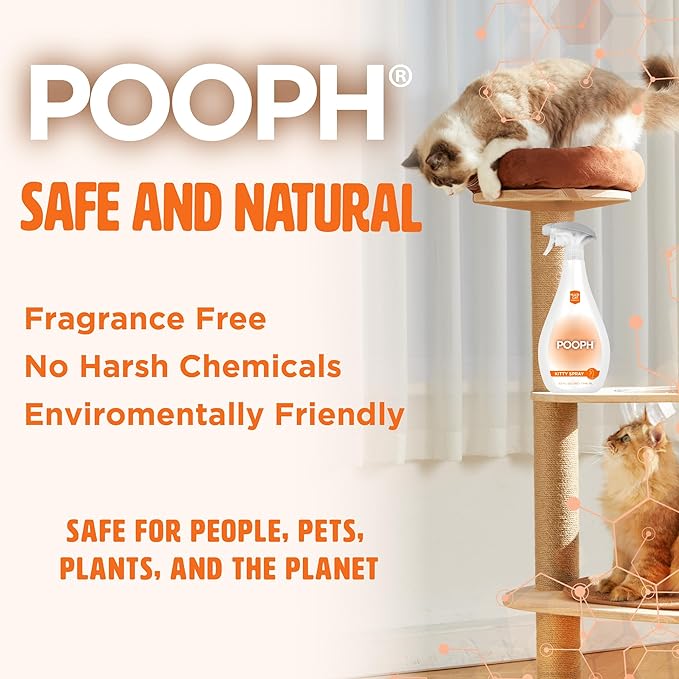 POOPH® Kitty Spray - Patented Technology Eliminates Organic Odor On-Contact Goes Anywhere Your Kitty Goes - Cat Trees, Furniture, Bedding & More Safe Fragrance-Free Non-Toxic Eco-Conscious