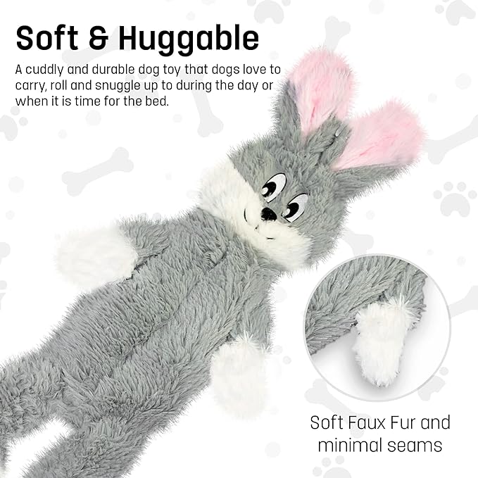 FGA MARKETPLACE Bundle of 5 Flat NO Stuffing NO Squeak Plush Dog Toys, Funny Style Will Entertain Your Dog for Hours, Recommended for Small and Medium Dog 21 INCH Long