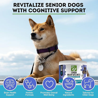 ONLY NATURAL PET Senior Brain Wellness Dog Chews - Small, Medium & Large Breeds, Toothless & Geriatric Dogs, Soft Chicken & Bacon Flavor Snacks, Baked Treats - 60 Count