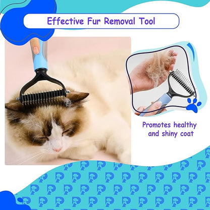 Double-Sided Pet Grooming Tool Undercoat Rake for Dogs and Cats - Professional Dematting Brush, Shedding Comb, Mat Remover, Deshedding, Safe Detangler, Fur Maintenance, Long-Haired Pets