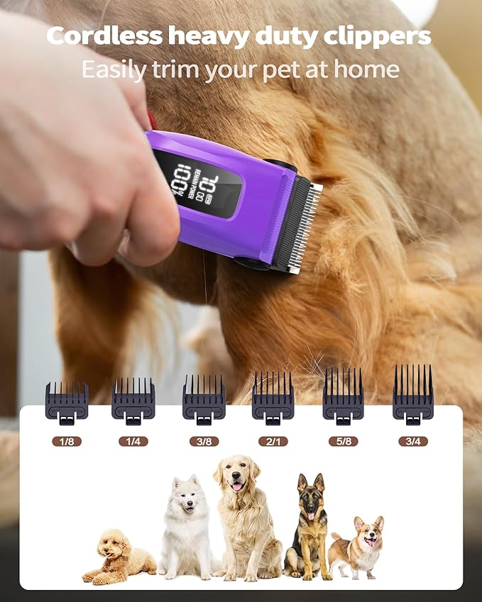 3 in 1 Dog Grooming Kit for Heavy Thick Hair&Coats, Low Noise Dog Clippers for Grooming, Rechargeable Cordless Pet Shaver with Storage Box, Dog Paw Trimmer for Small and Large Dogs Cats