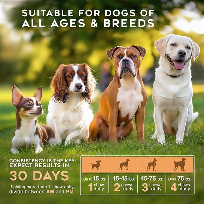 Hip & Joint Mobility Health Supplement. Rich with Natural Glucosamine, MSM and Green Lipped Mussel. Vet Created - For All Dog Breeds & Ages. 160 Duck Flavor Soft Chews. Made in the USA. Enjoy!