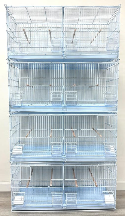 LOT of Large Stackable Breeder Bird Flight Cage with Removable Center Divider and Breeding Nest Box Doors with Removable Rolling Stand