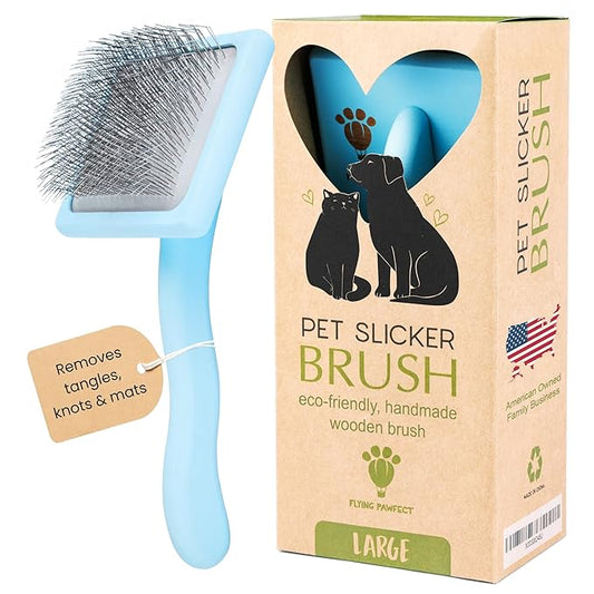Dog Slicker Brush for Grooming Pet Hair - Best Brushes For Poodle & Golden Doodle - Long Haired Brush For Dogs - Goldendoodle Long Pin Brush For Dematting- Ideal Gift for Pet Groomers