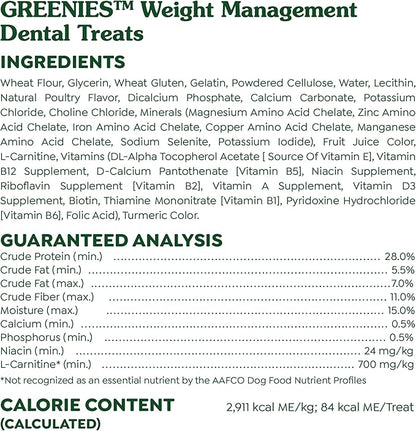 Greenies Weight Management Regular Dog Dental Chews Weight Control Dog Treats, 27 oz. Pack (27 Treats)