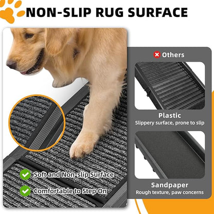 Dog Ramp for Car, 71"x20" Dog Ramps for Large Dogs with Anti-Slip Rug Surface, Folding Dog Ramp Up to 300LBS, Outdoor Dog Ramp for Trucks & SUV