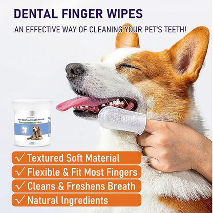 HavenJanny 50pcs Pet Teeth Cleaning Wipes for Dogs and Cats, Dog Dental Wipes for Reducing Plaque and Freshening Breath, Disposable Gentle Cleaning and Gum Care