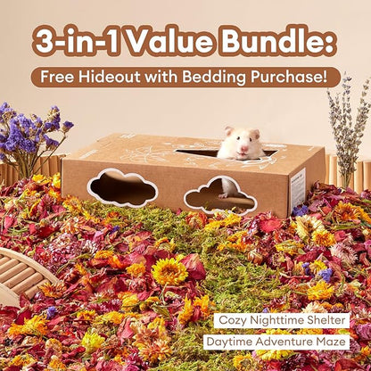 BUCATSTATE 5L Natural Flower & Hamster Bedding Soft Natural Bedding for Hamster Enrichment for Small Pets & Dwarf Syrian Hamsters, Gerbils, Mice,